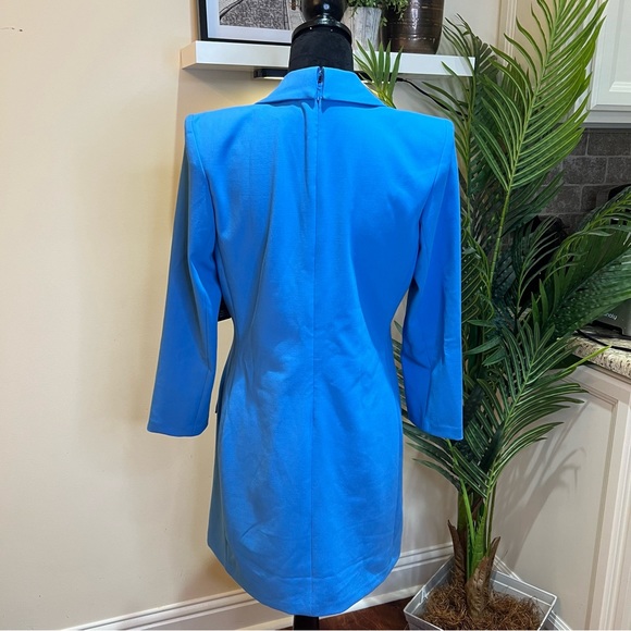 Express Peak Lapel Double Breasted Padded Shoulder Mini Blazer Dress High Sky 8 - Picture 13 of 13